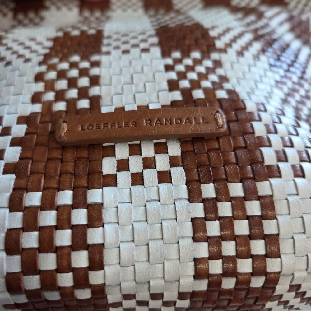 Loeffler Randall Woven Leather Brown & White Tote Bag - Picture 6 of 14